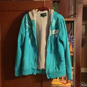 Hurley Teal and White Graphic Hoodie